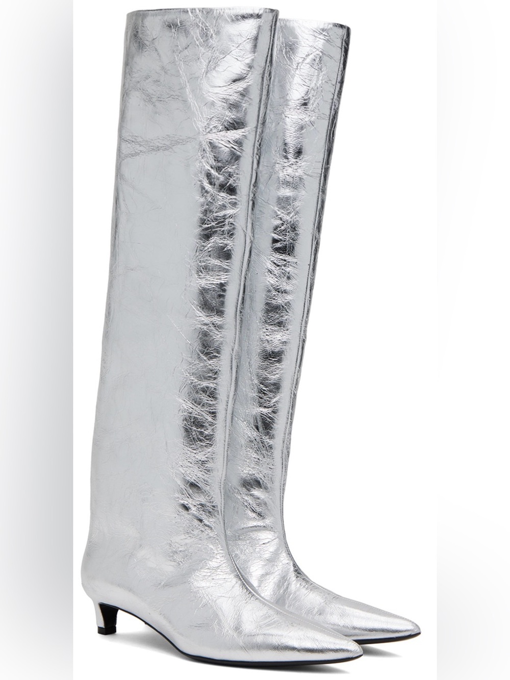 Jil Sander Metallic Silver Knee-High Boots